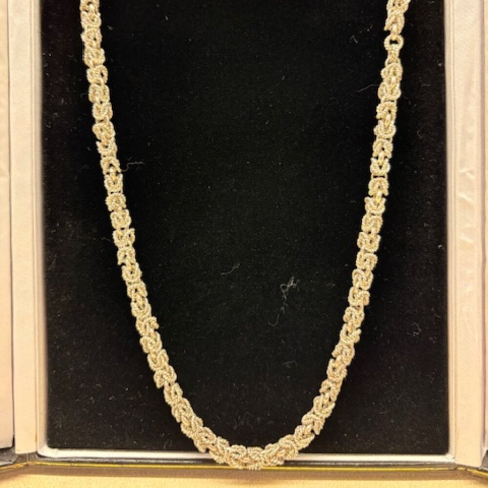 Sterling Silver Necklace from Taxco, Mexico; 18"; Rope-style Byzantine Chain